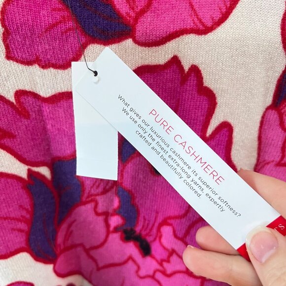 Talbots Petite Pure Cashmere Poppy Sweater PM Talbots Floral Print - Picture 2 of 7